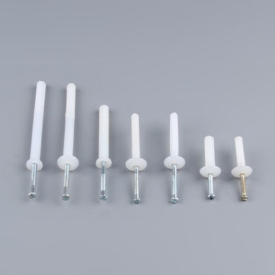 White Plastic Plug Screw Anchors Mushroom Head Nylon Nail In Anchors