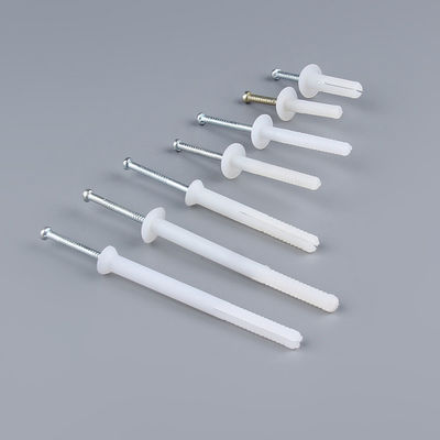 White Plastic Plug Screw Anchors Mushroom Head Nylon Nail In Anchors