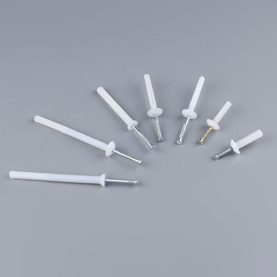 White Plastic Plug Screw Anchors Mushroom Head Nylon Nail In Anchors